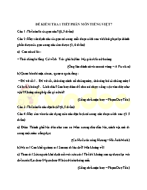 Đề kiểm tra 1 tiết phân môn Tiếng Việt 7